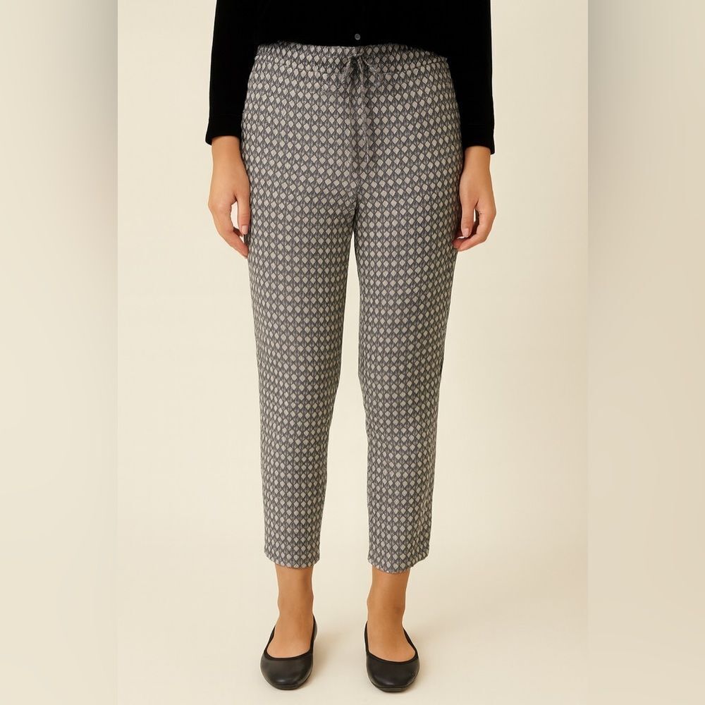 Cardigan Women’s Geometric Knit Cotton Tapered Fit Pants Blue Cream Size S